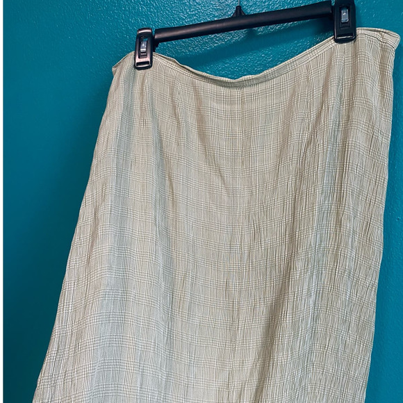 Eddie Bauer Vintage Light Green Plaid Crinkle Skirt Women's 16 - Picture 9 of 11